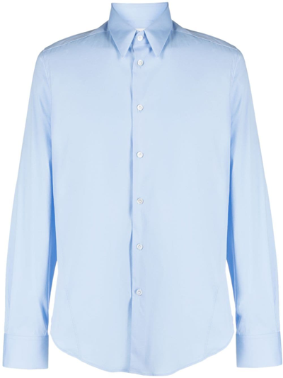 Shop Lanvin Long-sleeve Poplin Shirt In Blue