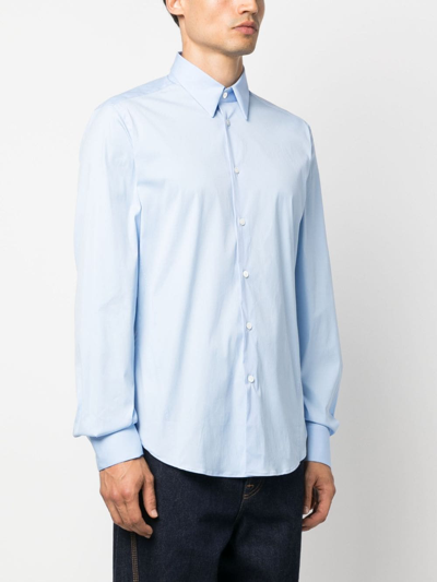 Shop Lanvin Long-sleeve Poplin Shirt In Blue