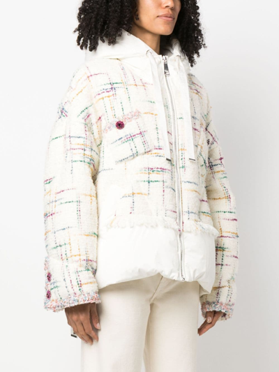 Shop Khrisjoy Iconic Tweed Puffer Jacket In White