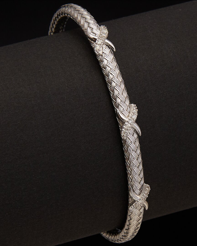 Shop Meshmerise 18k Over Silver 0.15 Ct. Tw. Diamond Bangle Bracelet