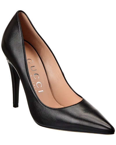 Shop Gucci Double G Leather Pump In Black