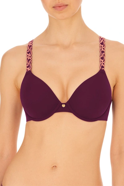 Shop Natori Pure Luxe Full Fit Coverage T-shirt Everyday Support Bra (38b) Women's In Deep Plum/carnation