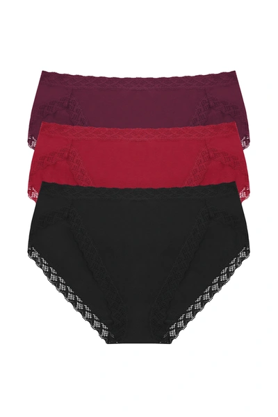Shop Natori Bliss French Cut Briefs 3 Pack Panty In Taro/pomegranate/black