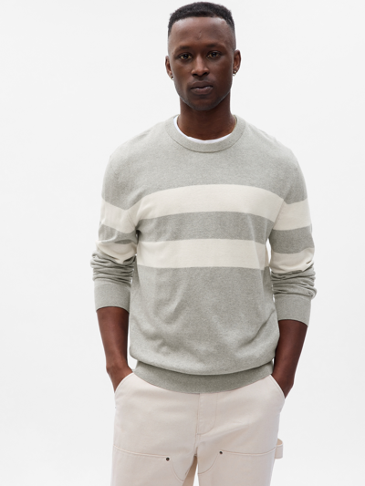 Gap Striped Crewneck Sweater In Grey White Stripe | ModeSens