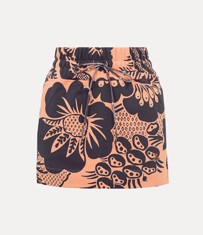 Shop Vivienne Westwood Boxer Mini Skirt In Mandarin/grey Flower