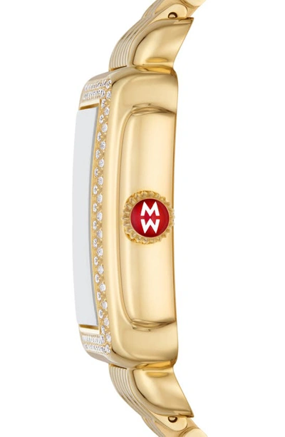 Shop Michele Deco Madison Mid Diamond Pavé Bracelet Watch, 31mm In Two-tone