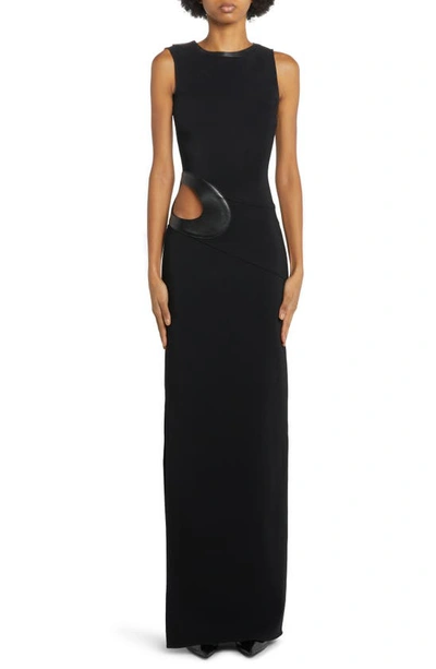 Shop Tom Ford Cutout Waist Stretch Crepe Column Gown In Black