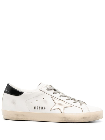 Shop Golden Goose White Super-star Leather Sneakers