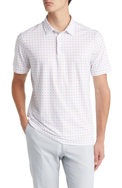 Mizzen + Main Versa White Linear Floral Performance Golf Polo In White