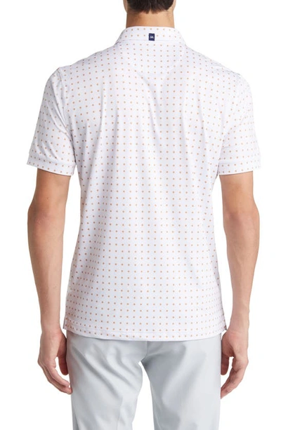 Mizzen + Main Versa White Linear Floral Performance Golf Polo In White