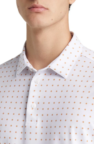 Mizzen + Main Versa White Linear Floral Performance Golf Polo In White