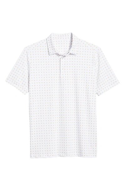 Mizzen + Main Versa White Linear Floral Performance Golf Polo In White