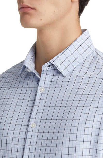 Shop Mizzen + Main Mizzen+main Leeward Trim Fit Deep Sea Oaklawn Check Performance Button-up Shirt In Blue