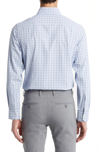 Shop Mizzen + Main Leeward Trim Fit Deep Sea Oaklawn Check Performance Button-up Shirt In Blue