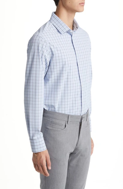 Shop Mizzen + Main Mizzen+main Leeward Trim Fit Deep Sea Oaklawn Check Performance Button-up Shirt In Blue