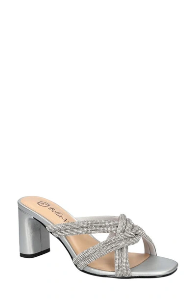 Shop Bella Vita Carmen Crystal Sandal In Silver Suede