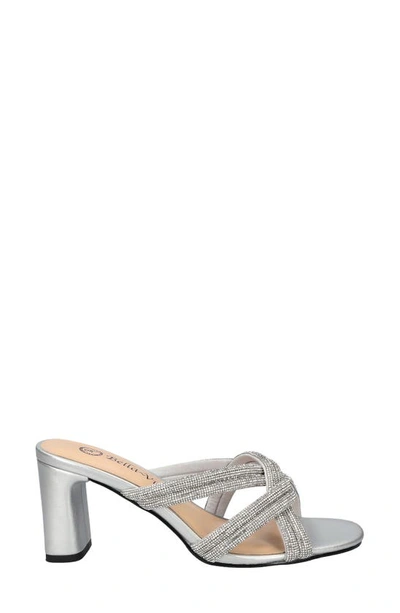 Bella Vita Carmen Womens Faux Leather Rhinestone Heels In Silver Suede
