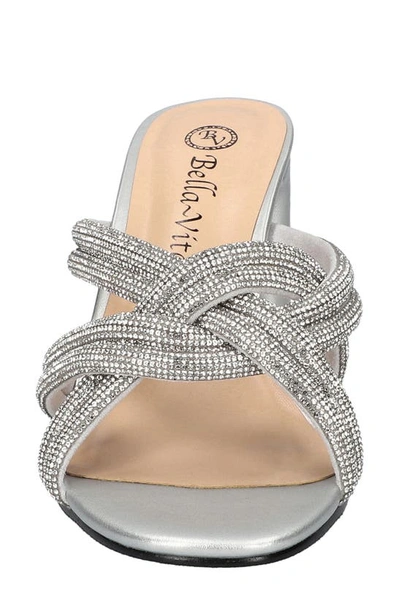 Bella Vita Carmen Womens Faux Leather Rhinestone Heels In Silver Suede