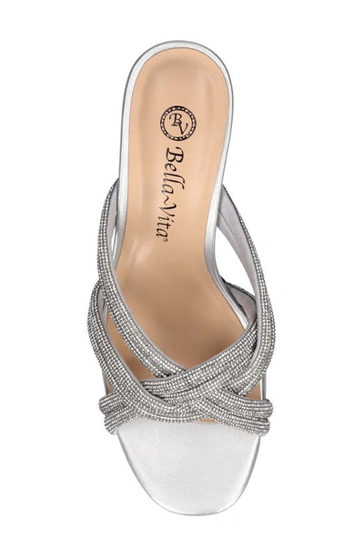 Bella Vita Carmen Womens Faux Leather Rhinestone Heels In Silver Suede