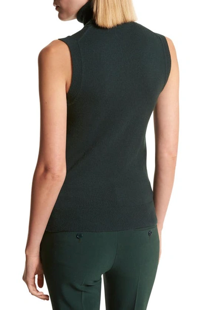 Shop Michael Kors Sleeveless Cashmere Turtleneck Sweater In Forest
