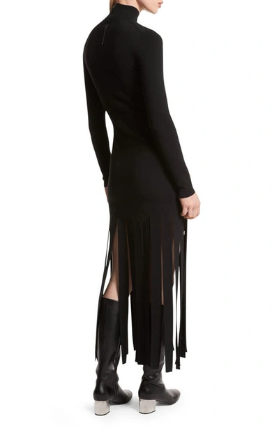 Michael Kors Turtleneck Streamer-hem Knit Midi Dress In Black