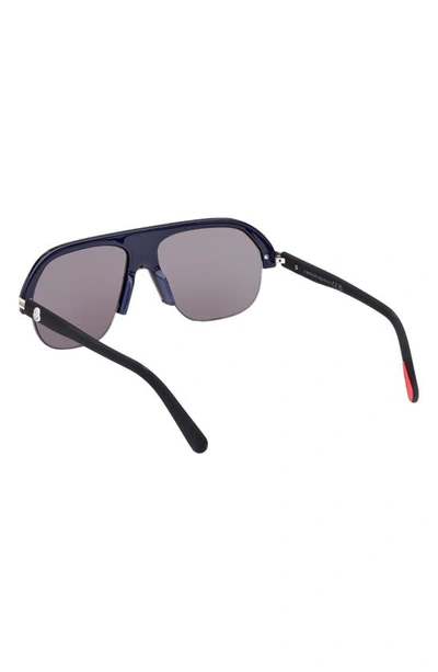 Shop Moncler Lodge 57mm Navigator Sunglasses In Navy Blue / Smoke Blue Lenses