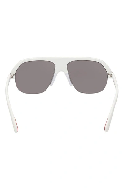 Shop Moncler Lodge 57mm Navigator Sunglasses In Shiny White / Smoke Lenses