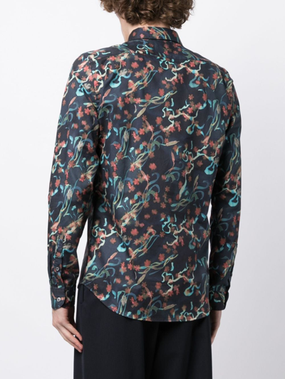 Shop Ps By Paul Smith Wetlands Graphic-print Shirt In Blue