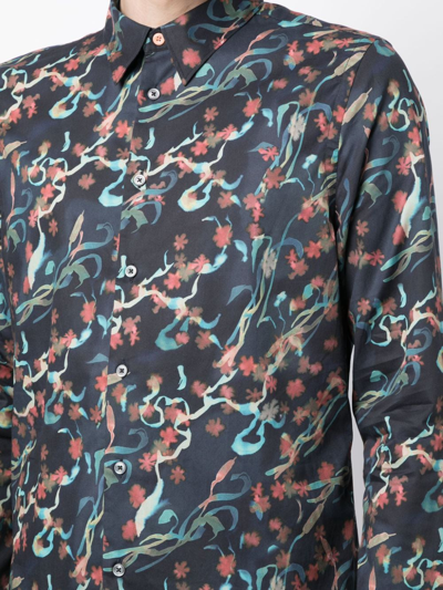 Shop Ps By Paul Smith Wetlands Graphic-print Shirt In Blue