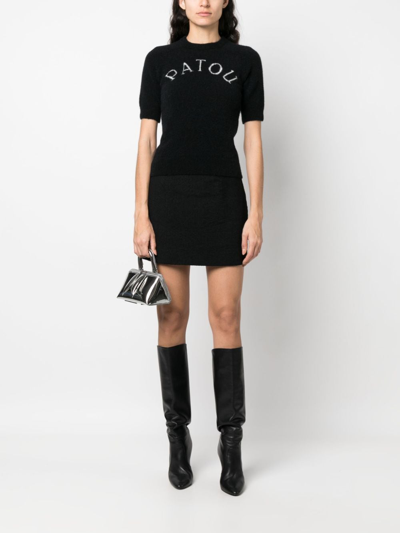 Patou Mid-rise Cashmere Blend Miniskirt In Black