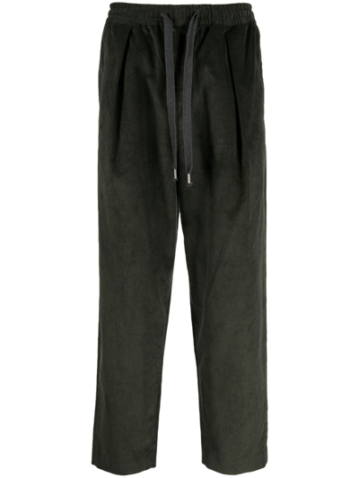Shop Yoshiokubo Drawstring-waist Cotton Trousers In Green