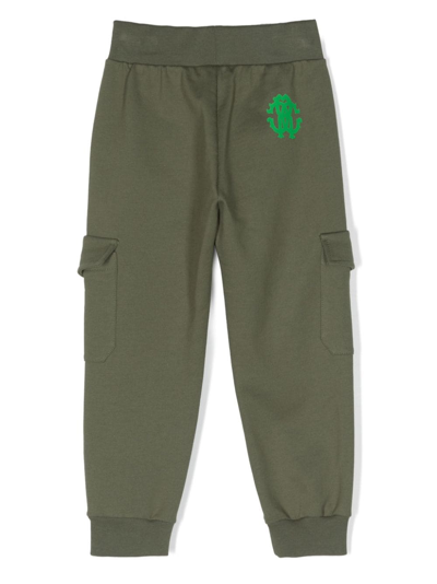 Shop Roberto Cavalli Junior Logo-print Cotton Trousers In Green