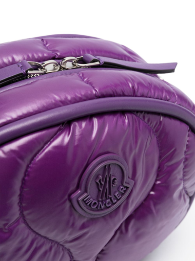 Shop Moncler Logo-patch Padded Shoulder Bag In Purple