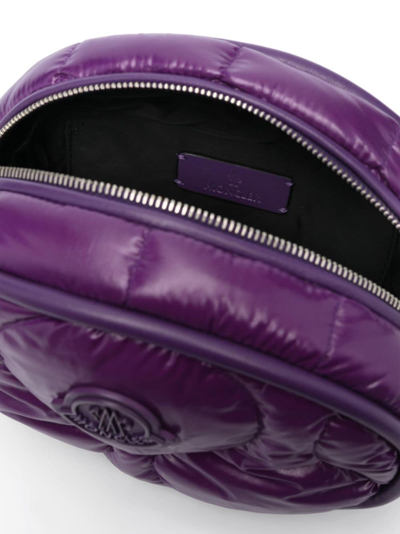 Shop Moncler Logo-patch Padded Shoulder Bag In Purple