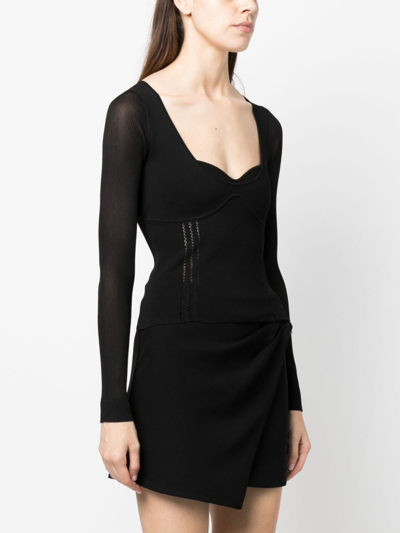 心形领罗纹密织上衣