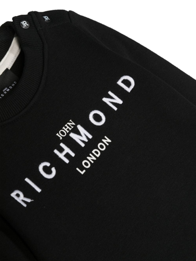 Shop John Richmond Junior Logo-embroidered Long-sleeve Sweatshirt In Black