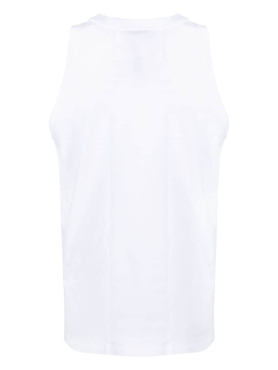 Dolce & Gabbana Two-way Stretch Cotton Singlet With Patch In White