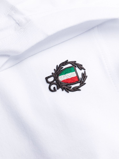 Dolce & Gabbana Two-way Stretch Cotton Singlet With Patch In White