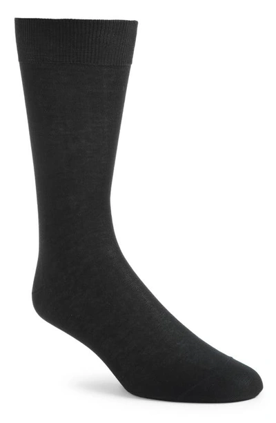 Shop Canali Solid Cotton Dress Socks In Black