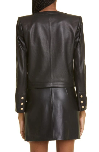 Shop L Agence Jayde Collarless Leather Jacket In Black