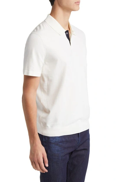 Shop Theory Goris Solid Polo In Ivory/ Baltic - 0mq