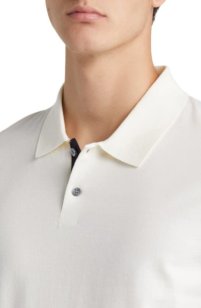 Shop Theory Goris Solid Polo In Ivory/ Baltic - 0mq
