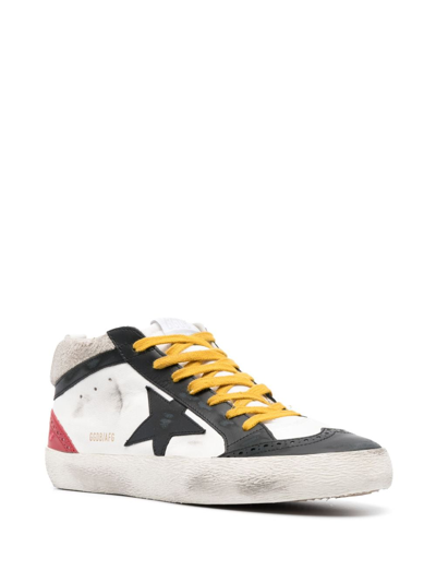 Shop Golden Goose Mid-star Leather Sneakers In White