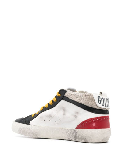 Shop Golden Goose Mid-star Leather Sneakers In White