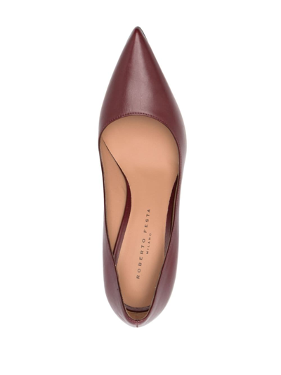 Roberto Festa 95mm Pointed Leather Pumps In Red
