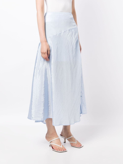 Shop Rejina Pyo Ria Satin Midi Skirt In Blue