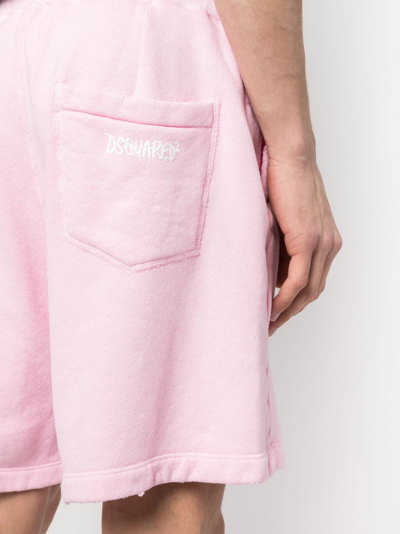 Dsquared2 Distressed-effect Track Shorts In Pink