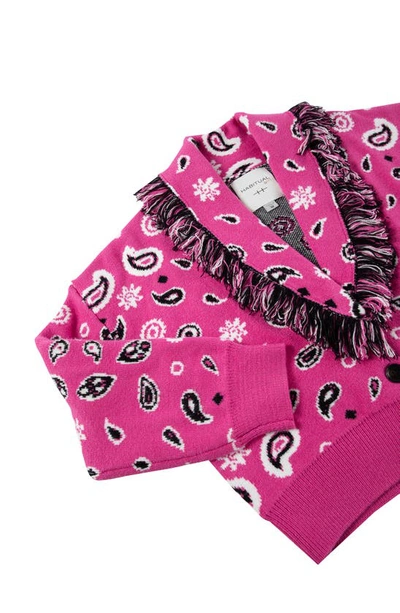 Shop Habitual Kids' Fringe Shawl Collar Cardigan In Dark Pink