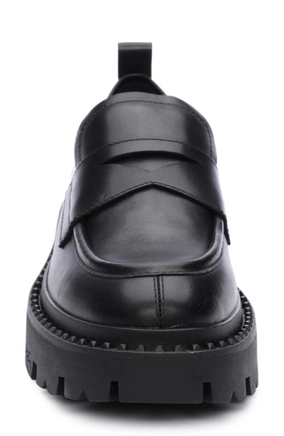 Shop Ash Genial Stud Leather Platform Loafer In Black