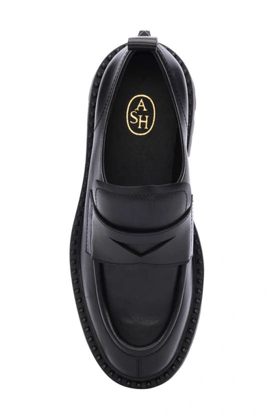 Shop Ash Genial Stud Leather Platform Loafer In Black